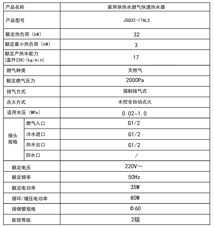 熱水器JSQ30-17AL5